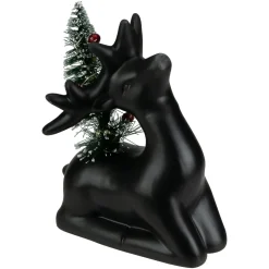 LED Lighted Ceramic Sitting Reindeer with Christmas Tree - 6" - Warm White Lights