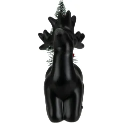 LED Lighted Ceramic Sitting Reindeer with Christmas Tree - 6" - Warm White Lights