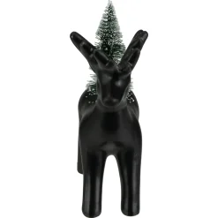 LED Lighted Ceramic Standing Reindeer with Christmas Tree - 7.5" - Warm White Lights