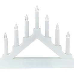 LED Lighted Christmas Candelabra Bridge - White Base - 13"