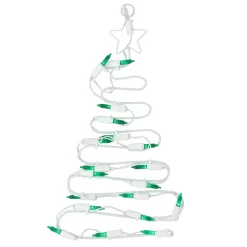 LED Lighted Christmas Tree Window Silhouette Decoration - 12.5" - Green Lights