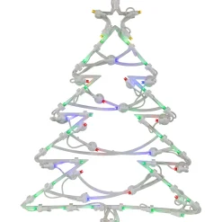 LED Lighted Christmas Tree Window Silhouette Decoration - 16" - Multicolor Lights
