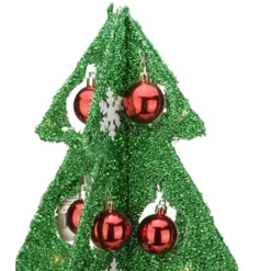 LED Lighted Christmas Tree with Ornaments Decoration - 28" - Green and Red