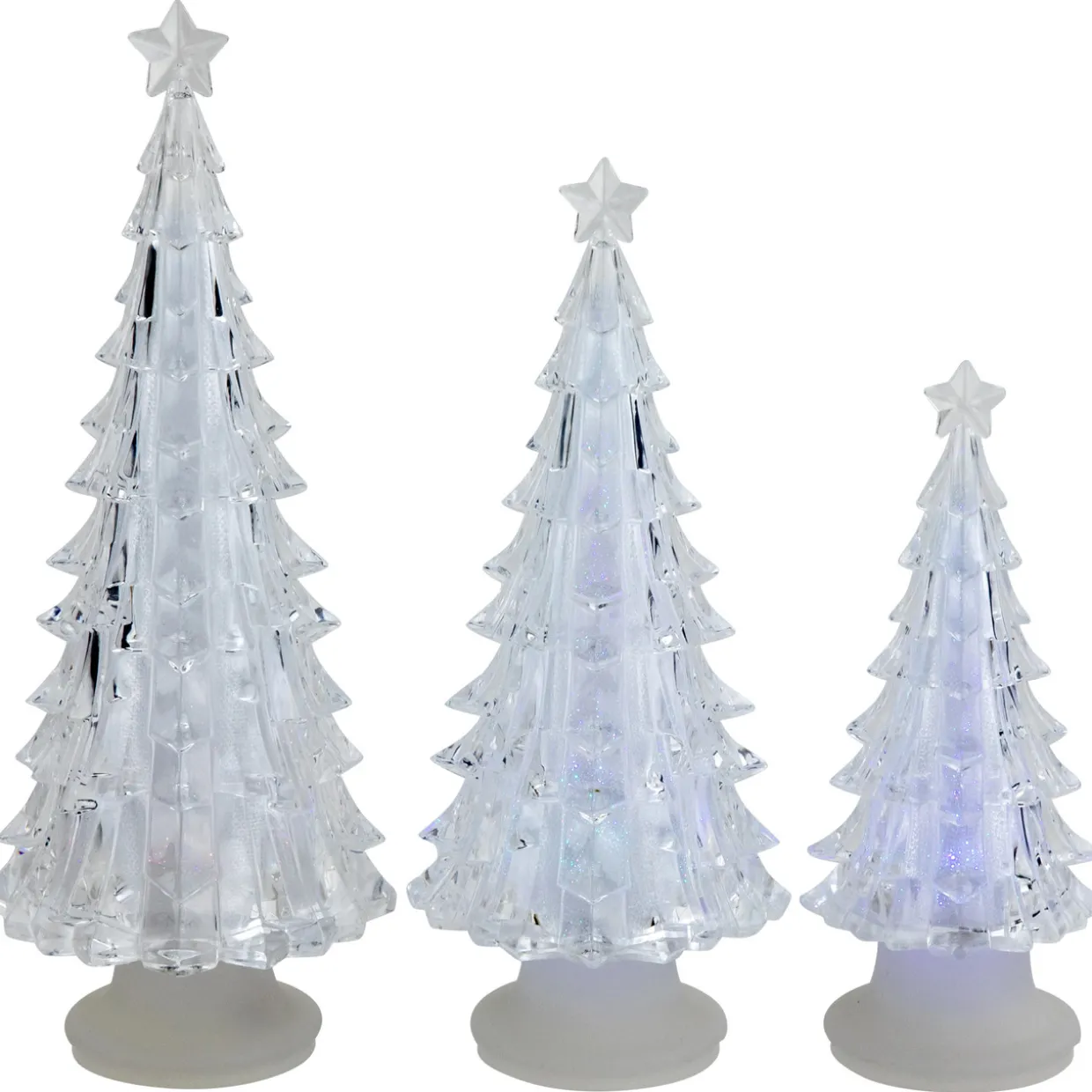 LED Lighted Color Changing Acrylic Christmas Tree Decorations - 8.5" - Set of 3