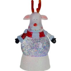 LED Lighted Color Changing Reindeer Christmas Snow Globe - 8"