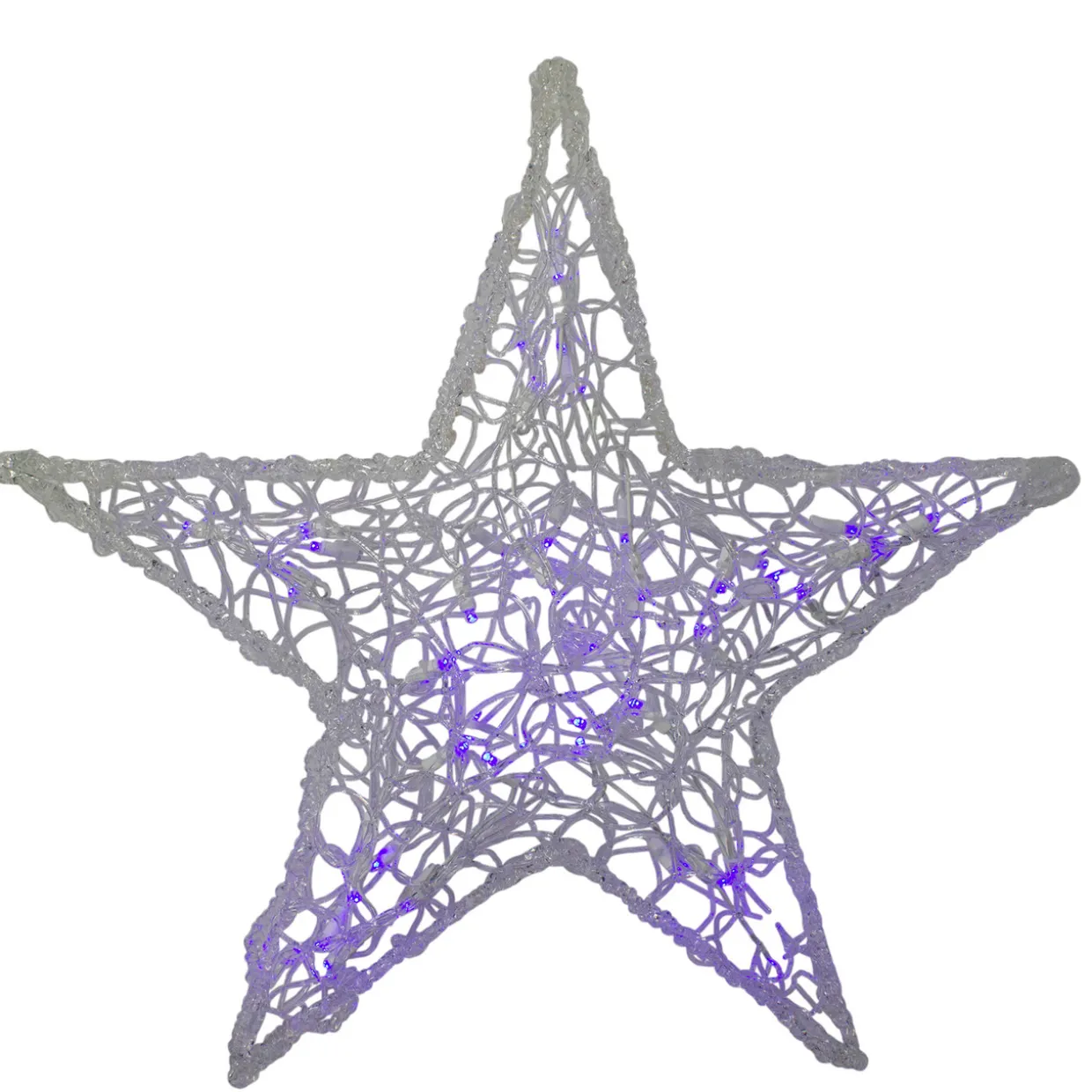 LED Lighted Color Changing Spun Glass Hanging Star Christmas Decoration - 24"