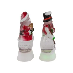 LED Lighted Color Changing Santa and Snowman Acrylic Christmas Snow Globes - 6.25