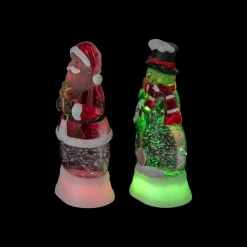 LED Lighted Color Changing Santa and Snowman Acrylic Christmas Snow Globes - 6.25