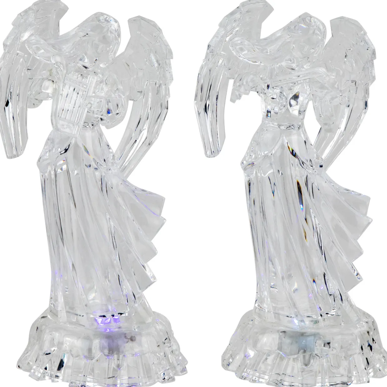 LED Lighted Color Changing Angel Acrylic Christmas Decorations - 9" - Set of 2