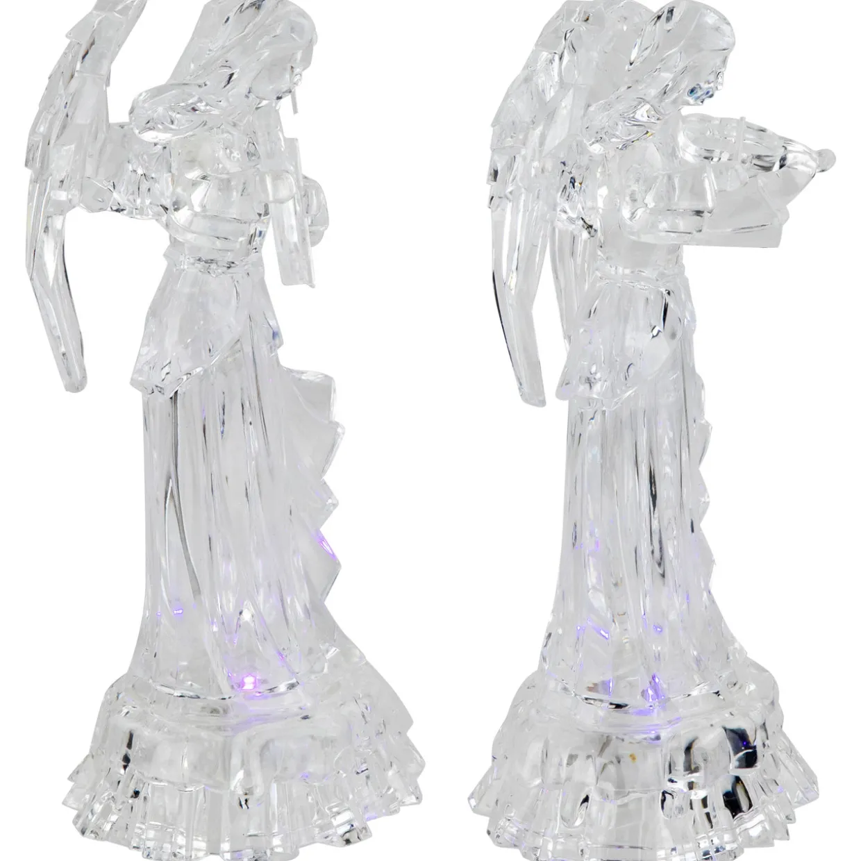 LED Lighted Color Changing Angel Acrylic Christmas Decorations - 9" - Set of 2