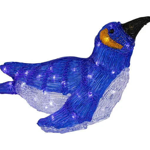 LED Lighted Commercial Grade Acrylic Swimming Penguin Outdoor Christmas Decoration - 16" - Pure White Lights