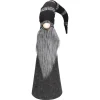 LED Lighted Cone Gnome with Knitted Hat Christmas Figure - 37" - Black and Gray