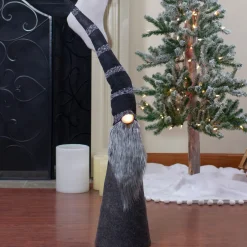 LED Lighted Cone Gnome with Knitted Hat Christmas Figure - 37