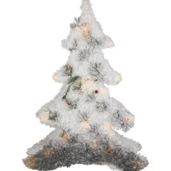 LED Lighted 2D Tinsel and Pine Christmas Tree Decoration - 27.5"