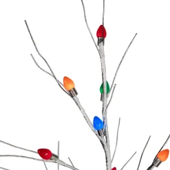 LED Lighted Frosted Christmas Twig Tree - 4' - Brown - Multi-Color lights