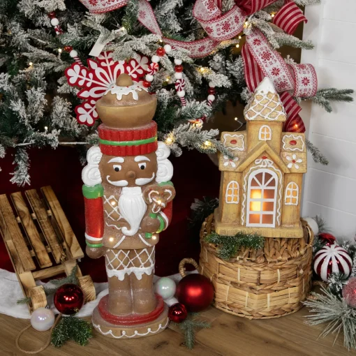 LED Lighted Gingerbread House with Icing Accents Christmas Decoration - 16"