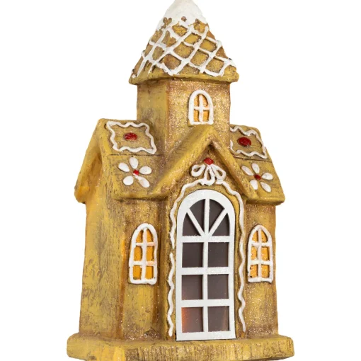 LED Lighted Gingerbread House with Icing Accents Christmas Decoration - 16"