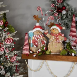 LED Lighted Gingerbread Snowman with Bird Christmas Figure - 15