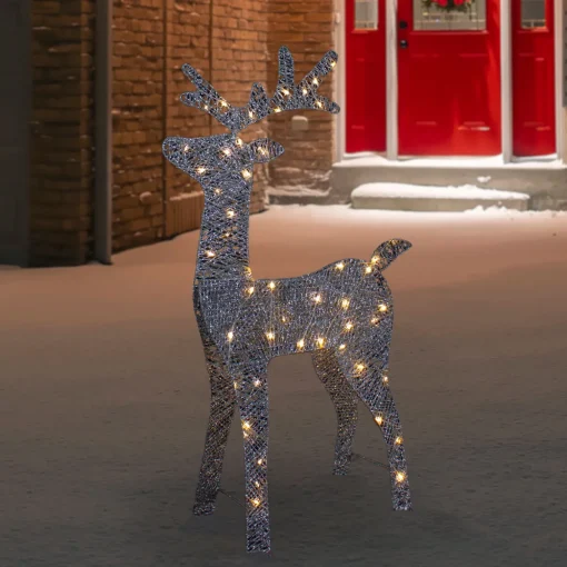 LED Lighted Glitter Reindeer Outdoor Christmas Decoration - 39.5" - Warm White