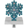 LED Lighted Glitter Snowflake Christmas Stocking Holder - 7" - Blue