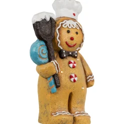 LED Lighted Glittered Gingerbread Snowman Chef Christmas Figure - 17.5