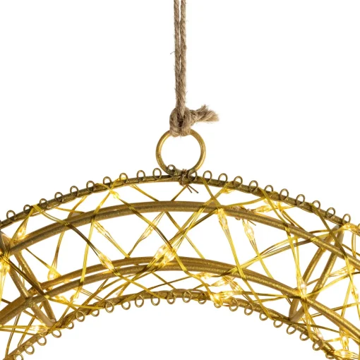 LED Lighted Hanging Christmas Wreath Decorations - 18" - Set of 2 - Gold Lights