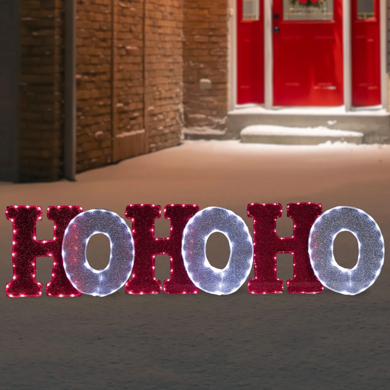 LED Lighted "Ho Ho Ho" Outdoor Christmas Decoration - 76.75" - Red and White Lights