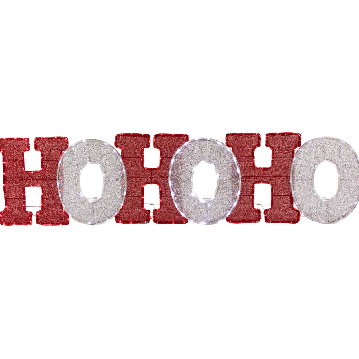 LED Lighted "Ho Ho Ho" Outdoor Christmas Decoration - 76.75" - Red and White Lights