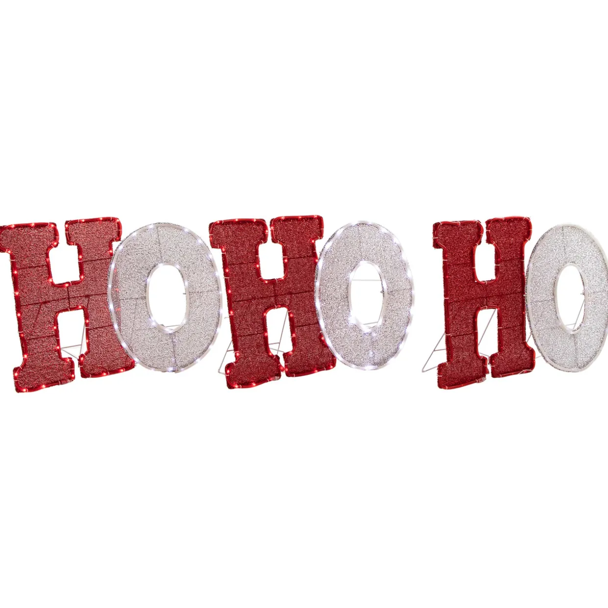 LED Lighted "Ho Ho Ho" Outdoor Christmas Decoration - 76.75" - Red and White Lights