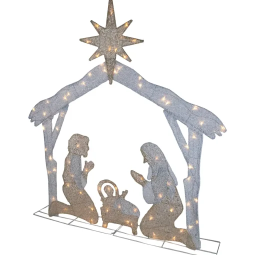 LED Lighted Holy Family Nativity Scene Outdoor Christmas Decoration - 44" - Warm White