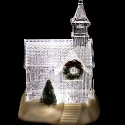 LED Lighted Icy Crystal Glitter Snow Globe Christmas House - 9