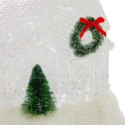 LED Lighted Icy Crystal Glitter Snow Globe Christmas House - 9