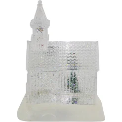 LED Lighted Icy Crystal Glitter Snow Globe Christmas House - 9