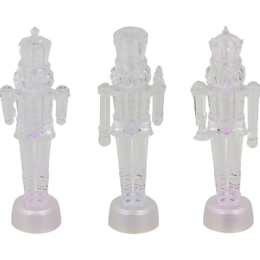 LED Lighted Icy Crystal Nutcracker Christmas Figures - 7.5" - Multicolor Lights -Set of 3