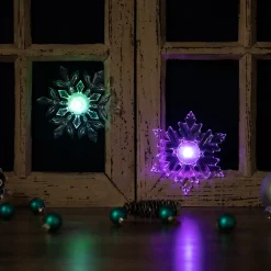 LED Lighted Icy Crystal Snowflake Christmas Window Decorations - 5.5" - Set of 2