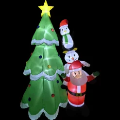 LED Lighted Inflatable Christmas Tree with Santa and Friends Outdoor Decoration - 8.25'