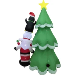 LED Lighted Inflatable Christmas Tree with Santa and Friends Outdoor Decoration - 8.25'