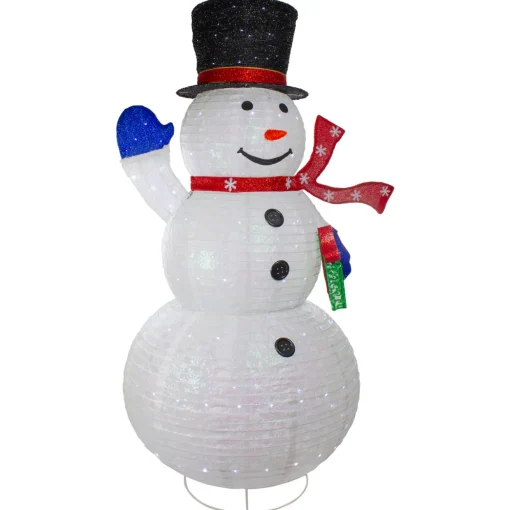 LED Lighted Iridescent Twinkling Snowman Outdoor Christmas Decoration - 71"