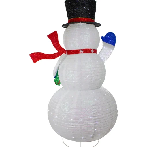 LED Lighted Iridescent Twinkling Snowman Outdoor Christmas Decoration - 71"