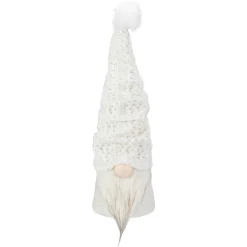 LED Lighted Knitted Sweater Hat Gnome Christmas Figure - 15" - White