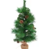 LED Lighted Mixed Pine and Pine Cones Artificial Christmas Tree in Jute Base - 23.5"