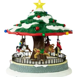 LED Lighted Musical and Animated Christmas Carousel Village Display - 10.5