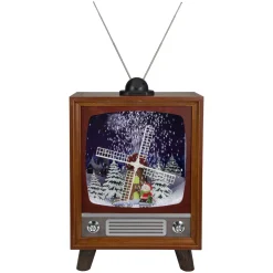 LED Lighted Musical Snowing Windmill TV Set Decoration - 21"