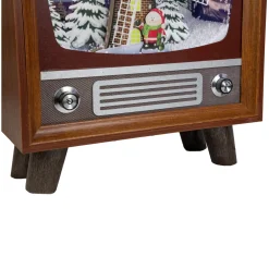 LED Lighted Musical Snowing Windmill TV Set Decoration - 21