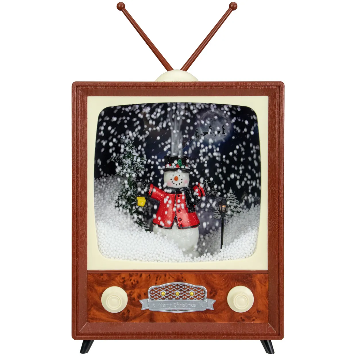 LED Lighted Musical Snowing Snowman TV Set Christmas Decoration - 12"