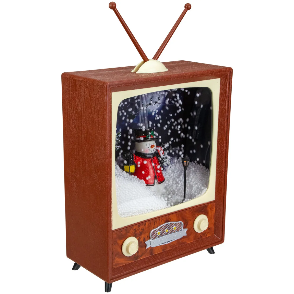 LED Lighted Musical Snowing Snowman TV Set Christmas Decoration - 12"