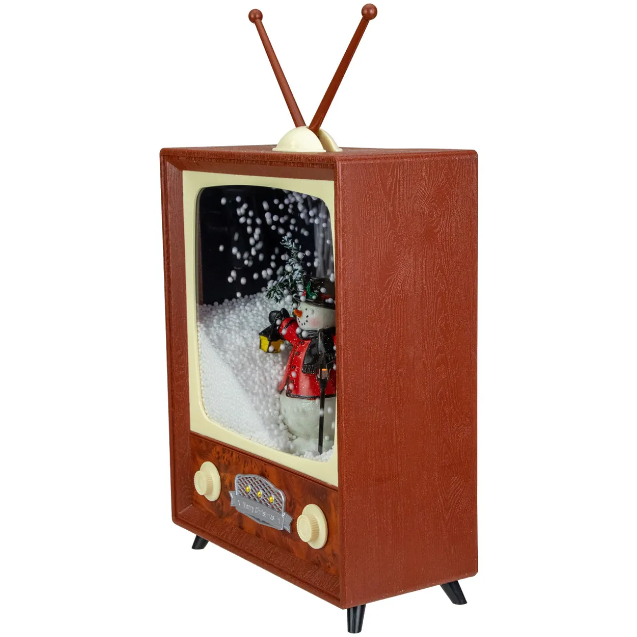 LED Lighted Musical Snowing Snowman TV Set Christmas Decoration - 12"