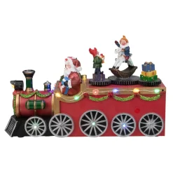 LED Lighted Musical Train with Santa Christmas Village Decoration - 10.25"