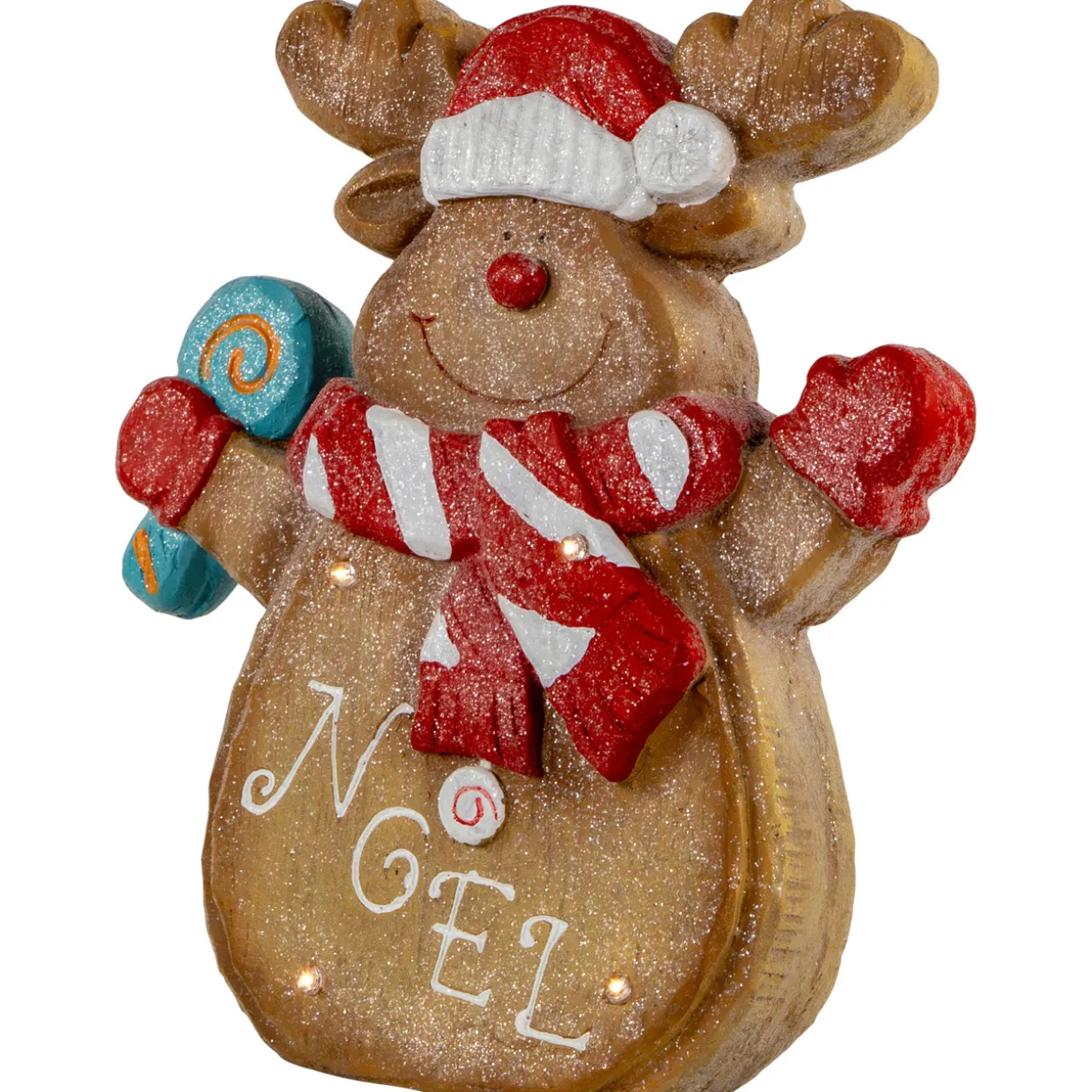 LED Lighted "Noel" Gingerbread Reindeer Christmas Decoration - 14.25"