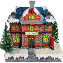 LED Lighted Post Office Christmas Village Decoration - 7"